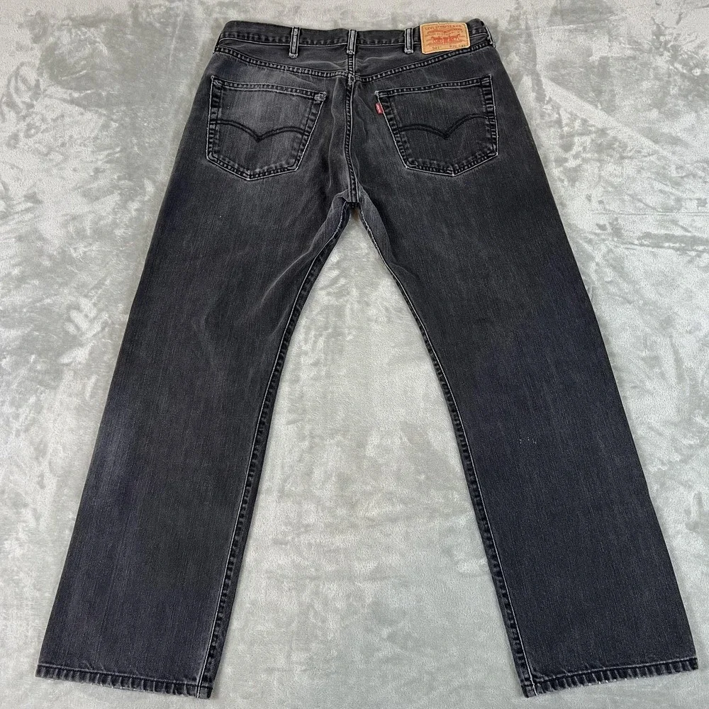 Y2K Levis 501 Jeans Mens 38x32 Gray Denim Button Fly Straight Leg Charcoal Wash